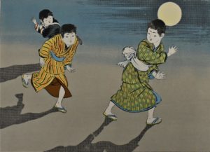 影踏み「児童教育模範画譜 児童遊戯 かげやとうろくじ」明治35年（1902）